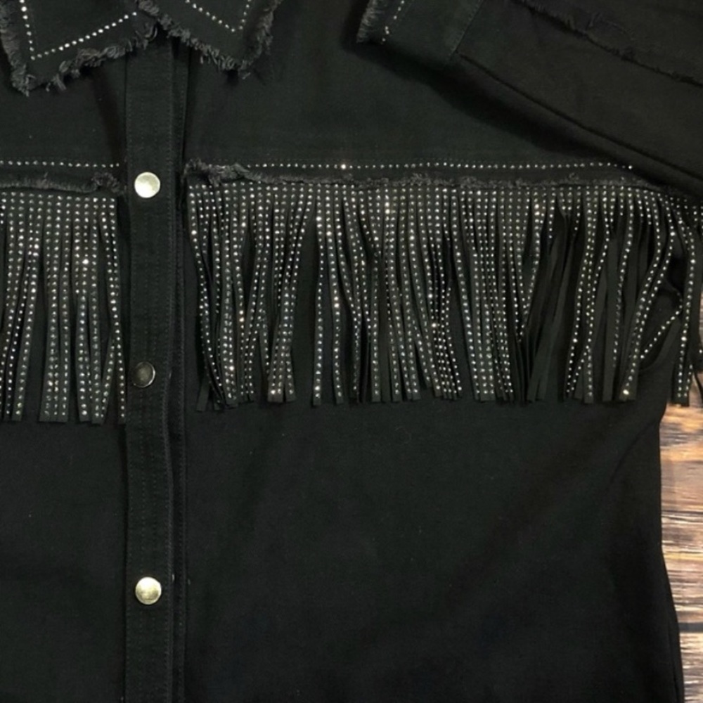 The style between us black fringe shirt/jacket xl - Picture 4 of 7